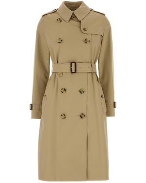 Burberry Twill Trench Coat - Natural