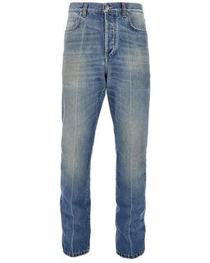 Versace Cotton Denim Jeans With Medusa Detail - Blue