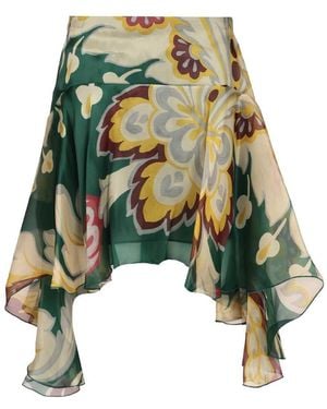 Etro Asymmetrical Midi Skirt - Green
