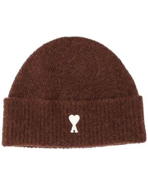 Ami Paris Ami Alpaca-Blend Hat - Brown