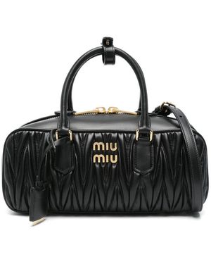 Miu Miu Arcadie Leather Handbag - Black