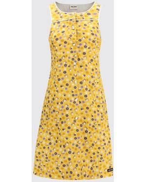 Miu Miu Floral Midi Dress - Yellow