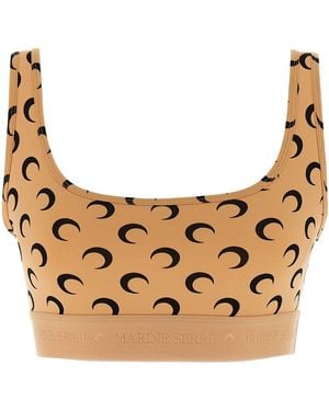 Marine Serre 'Moon Printed Jersey' Cropped Top - Metallic