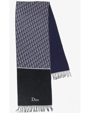 Dior Dior Dior Oblique Pattern Wool Scarf - Blue
