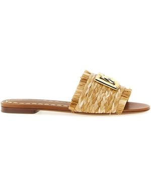 Dolce & Gabbana Raffia Braid Slides - Metallic