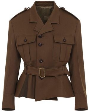 Celine Peplum Jacket - Brown