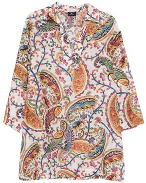 Etro V-Neck Paisley Print Shirt - White