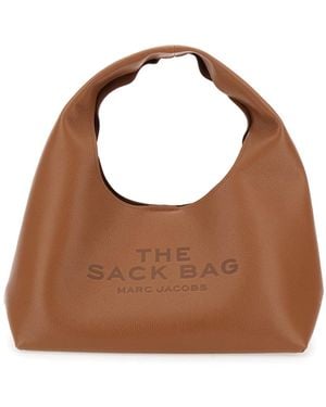 Marc Jacobs 'The Sack' Shoulder Bag With Maxi Logo Lettering On The Front And Logo Patch On The Rear - Brown