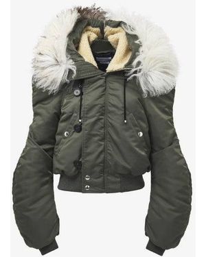 McQueen Nylon Satin And Fur Jacket - Green