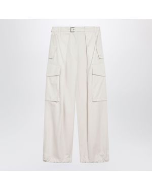 Loewe Ivory Cotton And Silk Cargo Pants - White