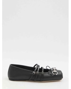 Gucci Horsebit Ballet Flats - White