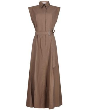 Brunello Cucinelli Cotton Long Dress - Brown
