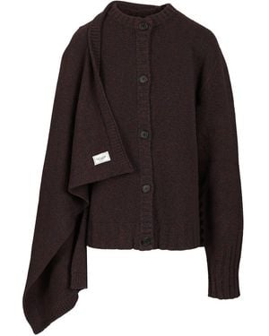 The Attico Cardigan With Draped Details - Black