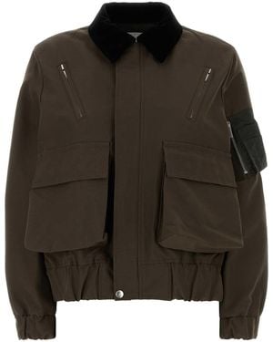 Sacai Mud Cotton Blend Bomber Jacket - Black