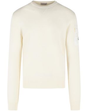 Moncler 'Tricot' Ivory Virgin Wool Sweatshirt - White