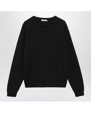 Lemaire Coal Alpaca Wool Blend Crew Neck Sweater - Black