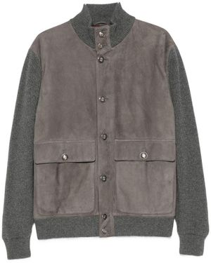 Brunello Cucinelli Padded Leather Jacket - Gray