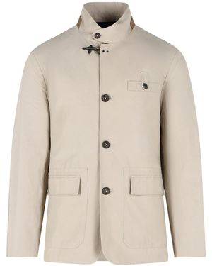 Fay 'Racing' Cotton And Nylon Faille Jacket - Natural