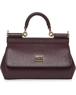 Dolce & Gabbana Burgundy Small Sicily Handbag - Brown