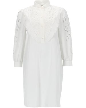 Valentino Cotton Eyelet Shirt Dress - White