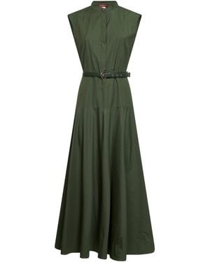 Max Mara Khaki Poplin Mstgesto Long Belted Dress - Green