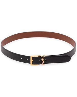 Saint Laurent Cassandre Vadim Reversible Belt - White