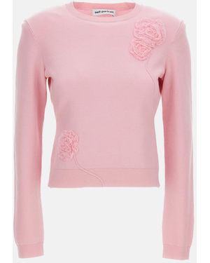 Self-Portrait Flower Knit Sweater - Pink