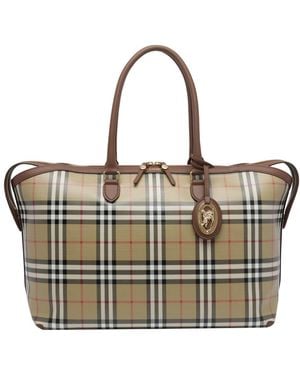 Burberry Medium Check Zip Tote Bag - Metallic