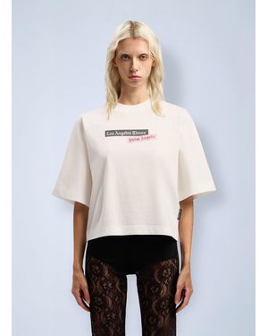 Palm Angels Paxlatimes Cropped T-Shirt - White