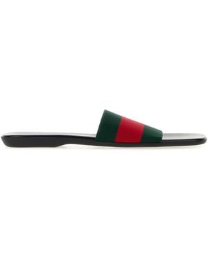 Gucci Embroidered Fabric Slippers - Multicolor