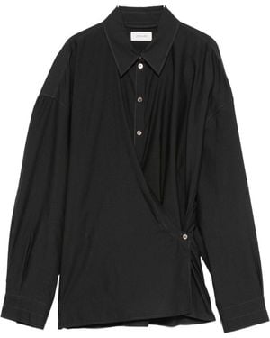 Lemaire Cotton And Silk Blend Shirt - Black