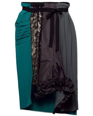 Prada Technical Taffeta Patchwork Skirt - Black