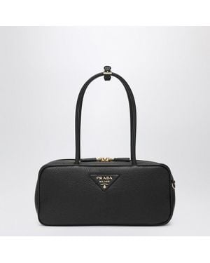 Prada Medium Leather Bowling Bag - Black