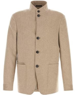 ZEGNA Oat Tan Cashmere Blazer - Natural