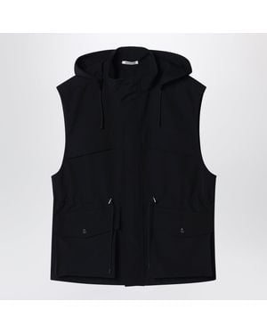 AURALEE Wool Canvas Gilet With Drawstring - Black