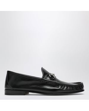 Gucci Lugano Leather Loafer With Silver Horsebit - Black