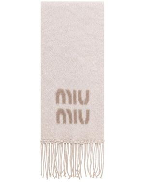 Miu Miu Scarf With Logo - White