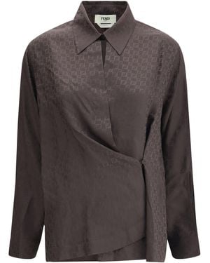 Fendi Silk Jacquard Shirt - Brown