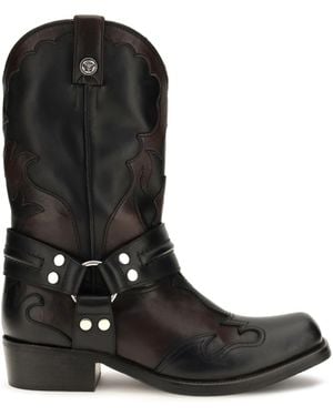 Versace Sylvester Leather Cowboy Boots - Black