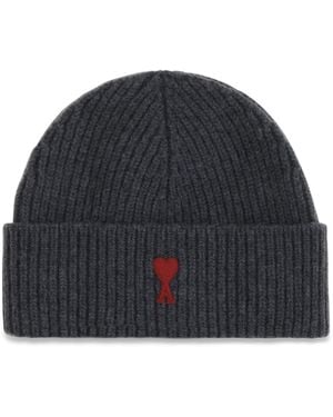 Ami Paris Quota Ami De Coeur Wool Beanie - Blue