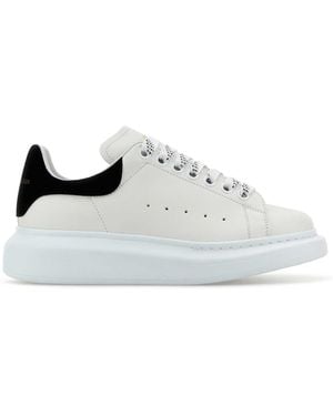 McQueen Leather Sneakers With Suede Heel - White