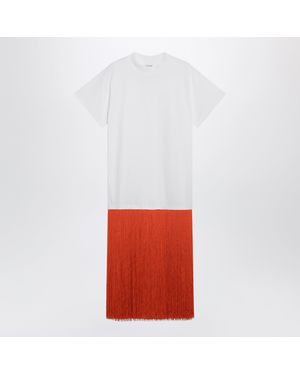 Alaïa Fringed Cotton Jersey T-Shirt - Red