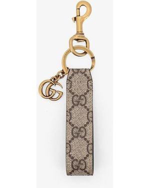 Gucci Gg Supreme Fabric Keyring - White