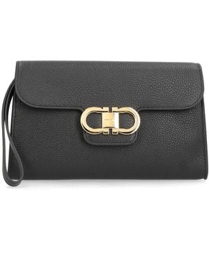 Ferragamo "Gancini" Clutch - Black