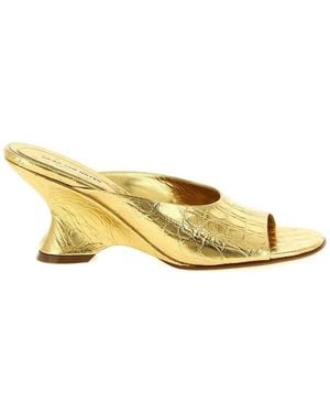 Dries Van Noten Open-Toe Leather Mules - Metallic