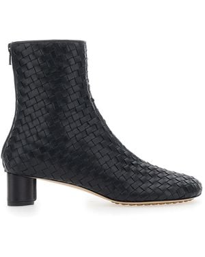 Bottega Veneta 'Cherry' Ankle Boots With All-Over Intreccio Design - Black