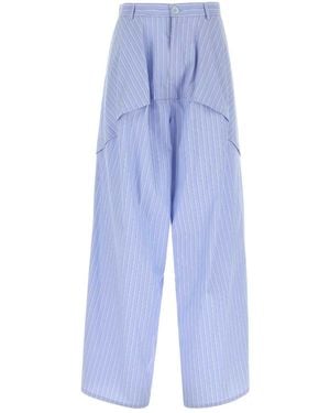 Loewe Paula's Ibiza Embroidered Cotton Wide-Leg Paula S Ibiza Pant - Blue