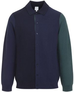 Paul Smith Wool Knit Cardigan Shirt - Blue