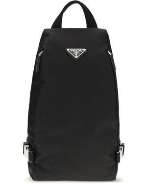 Prada Triangle Logo Backpack - Black