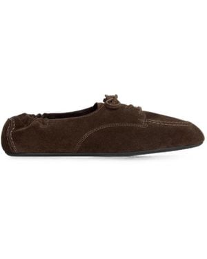 Celine Suede Leather Lace-Up Shoes - Brown